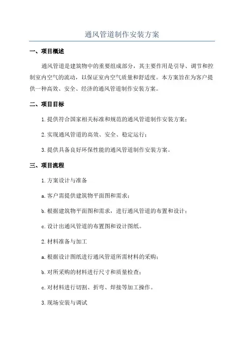 通风管道制作安装方案