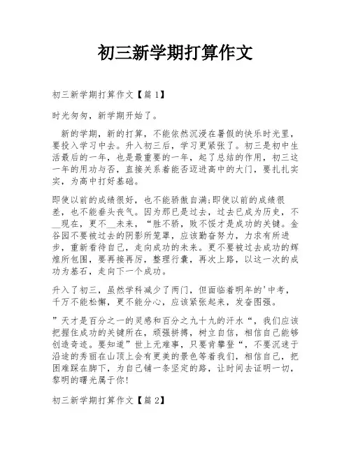 初三新学期打算作文