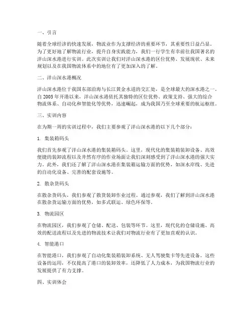物流实训报告洋山深水港