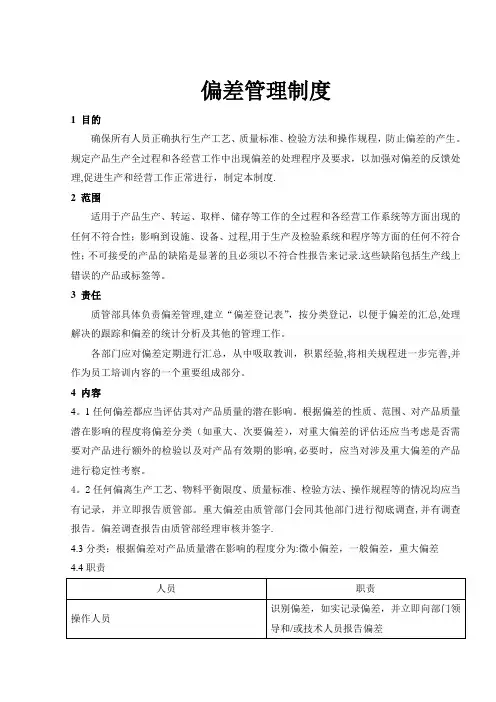 偏差管理制度-新版GMP
