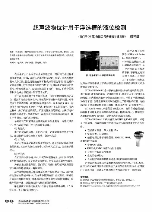 超声波物位计用于浮选槽的液位检测