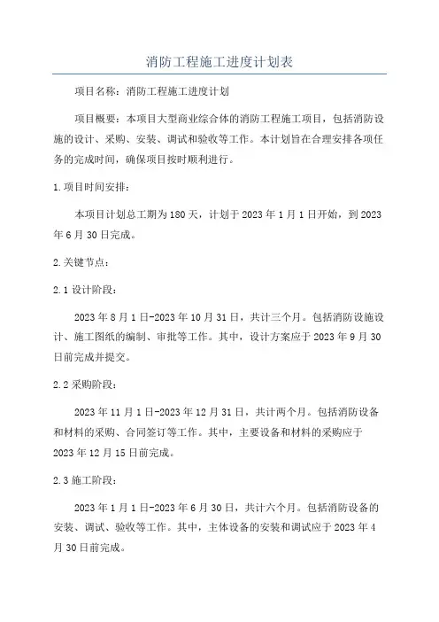消防工程施工进度计划表