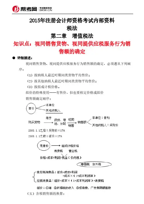 第二章 增值税法-视同销售货物、视同提供应税服务行为销售额的确定