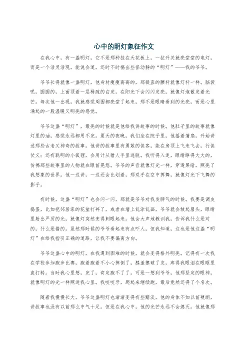 心中的明灯象征作文