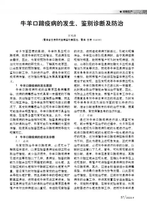 牛羊口蹄疫病的发生、鉴别诊断及防治