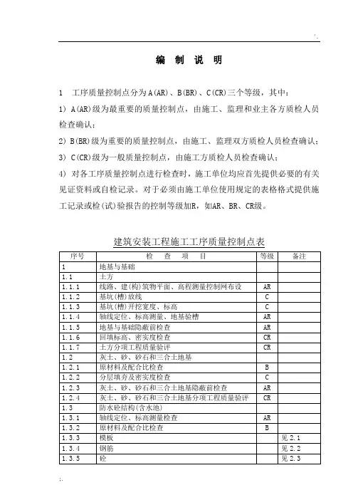 ABC质量控制点划分