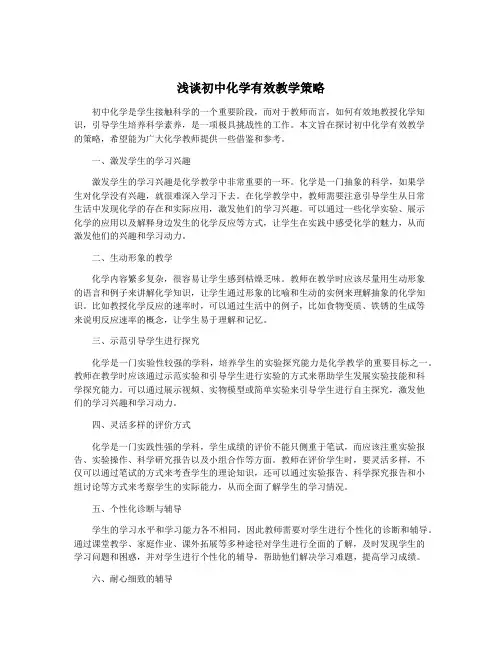 浅谈初中化学有效教学策略