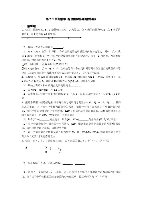 毕节市中考数学 有理数解答题(附答案)