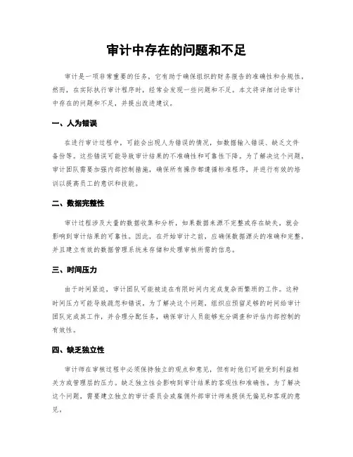 审计中存在的问题和不足