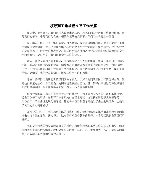 领导到工地检查指导工作美篇