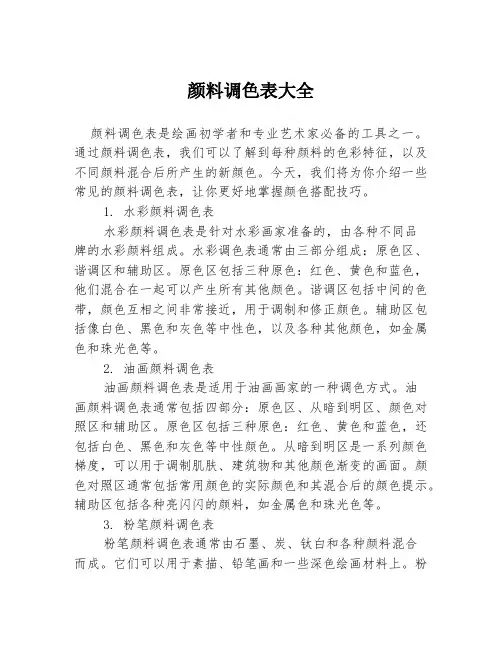 颜料调色表大全