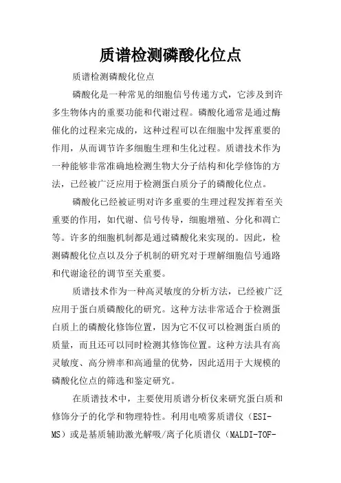 质谱检测磷酸化位点