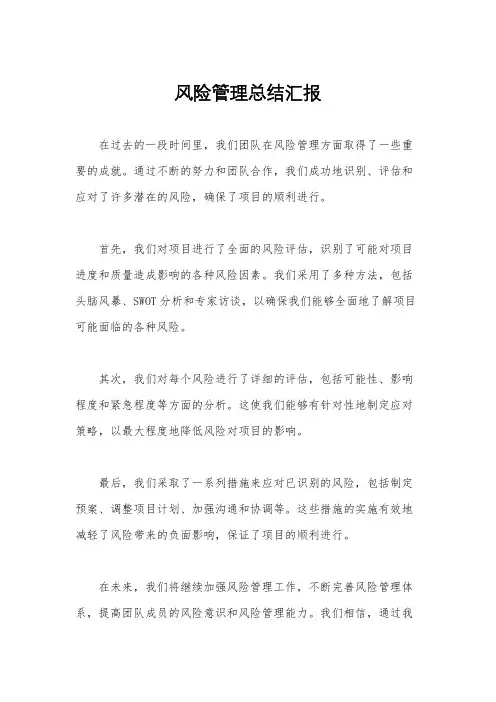 风险管理总结汇报