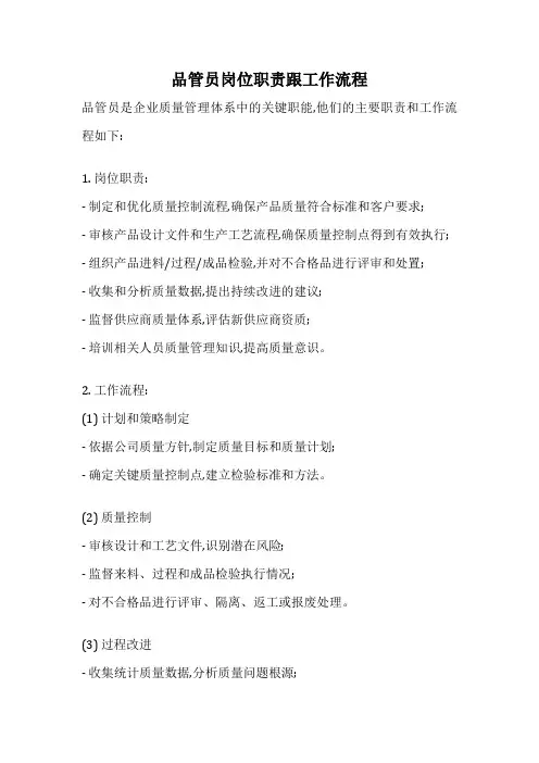 品管员岗位职责跟工作流程
