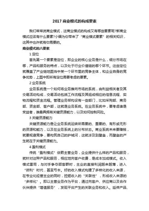 2017商业模式的构成要素