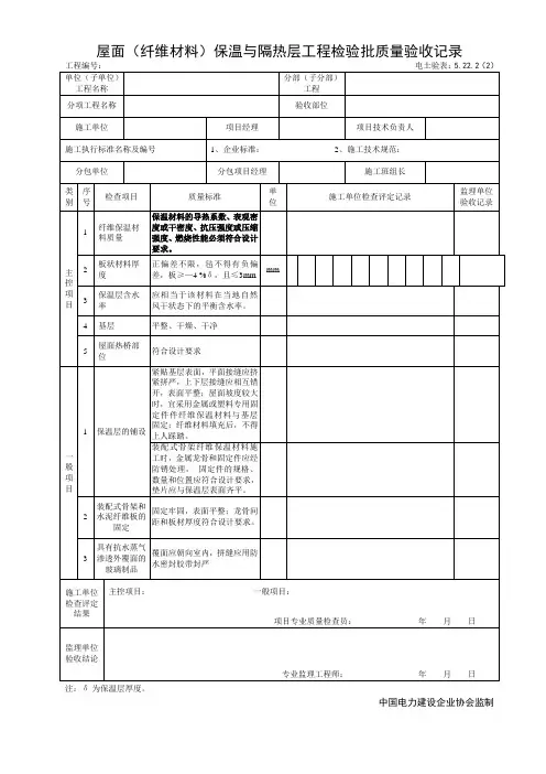 5.22.2(2)屋面(纤维材料)保温层工程检验批质量验收记录