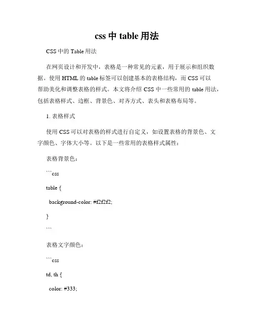css中table用法