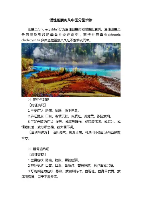 慢性胆囊炎从中医分型辨治