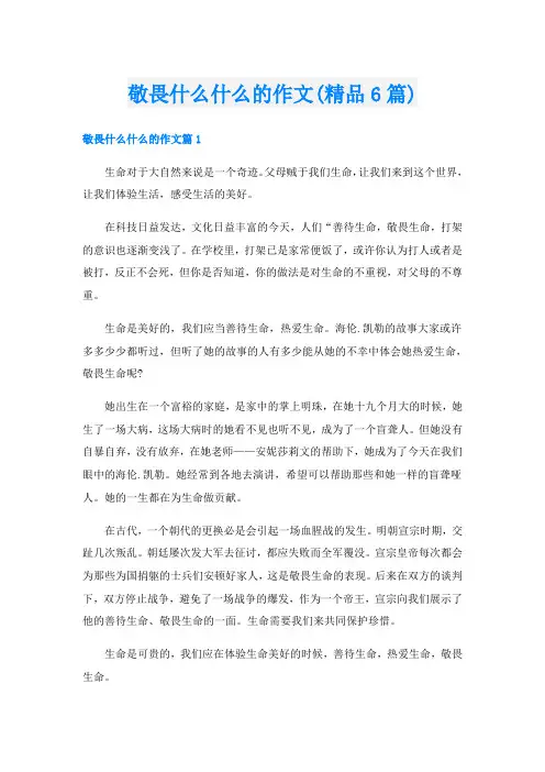 敬畏什么什么的作文(精品6篇)