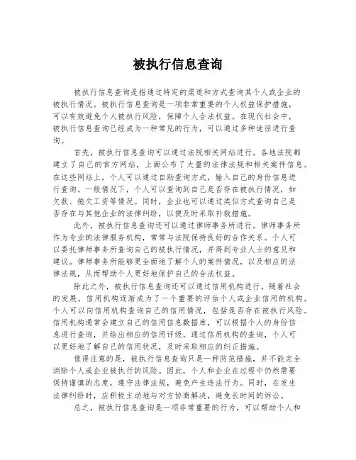 被执行信息查询
