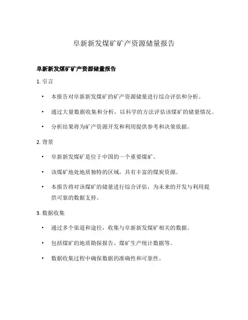 阜新新发煤矿矿产资源储量报告