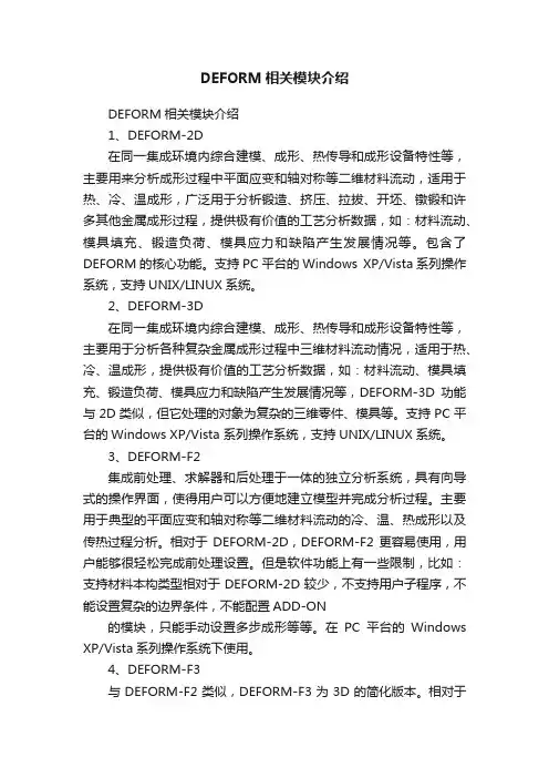 DEFORM相关模块介绍