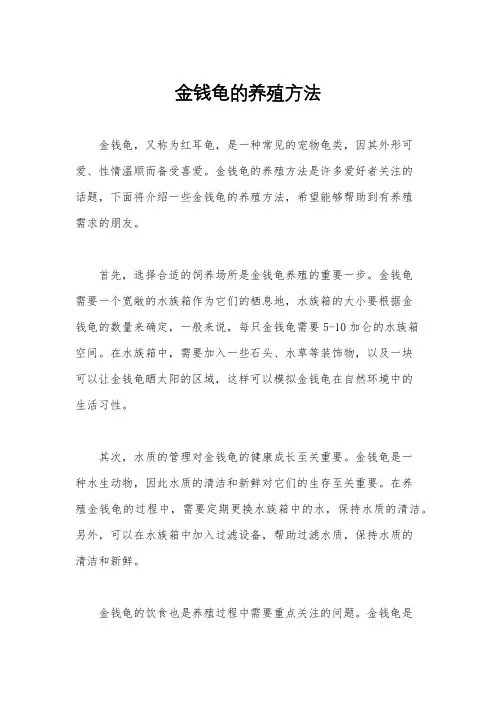 金钱龟的养殖方法