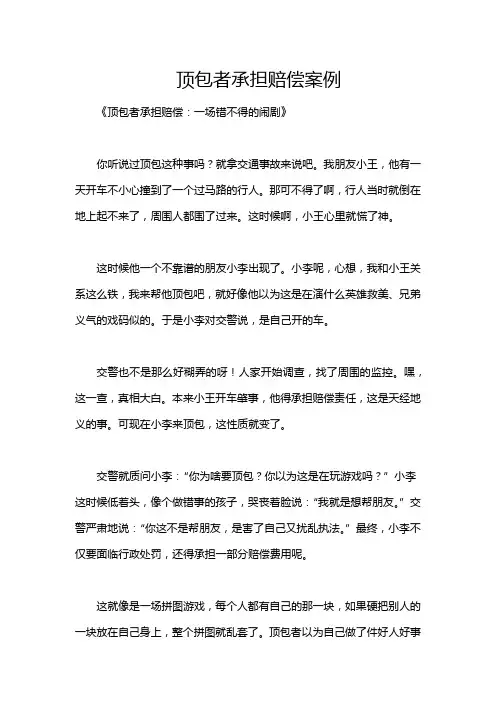 顶包者承担赔偿案例