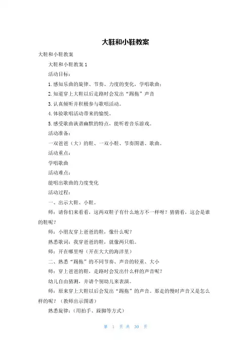 大鞋和小鞋教案