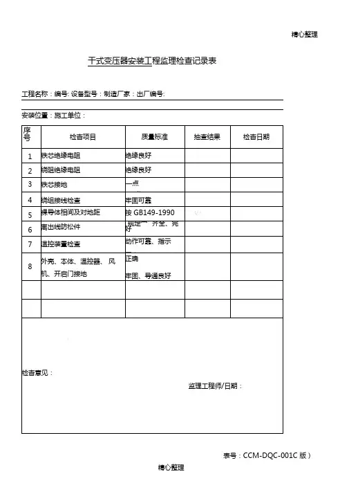 变电站监理检查记录表
