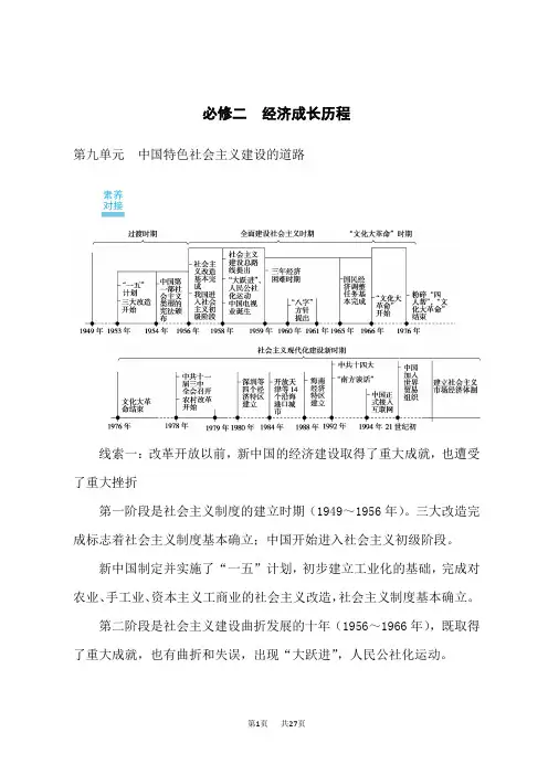 高考历史总复习 必修二 经济成长历程