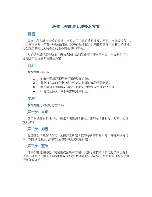 房建工程质量专项整治方案