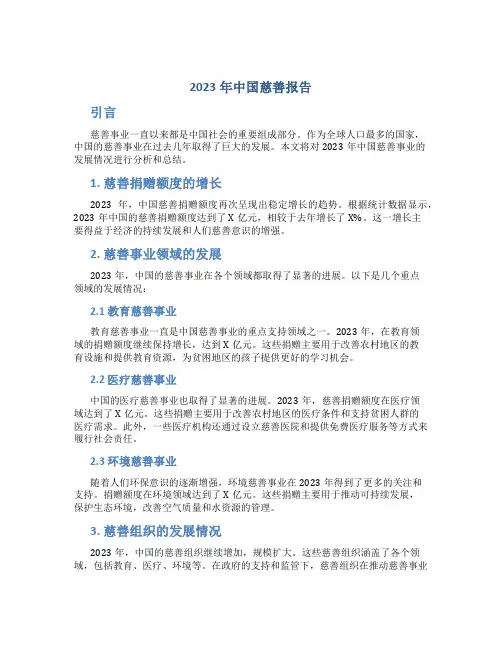 2023年中国慈善报告