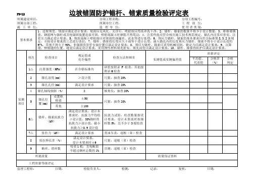 锚杆、锚索质量检验评定表