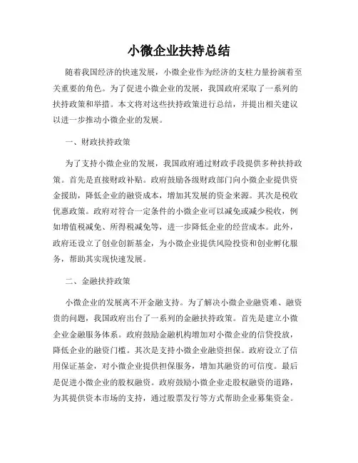 小微企业扶持总结
