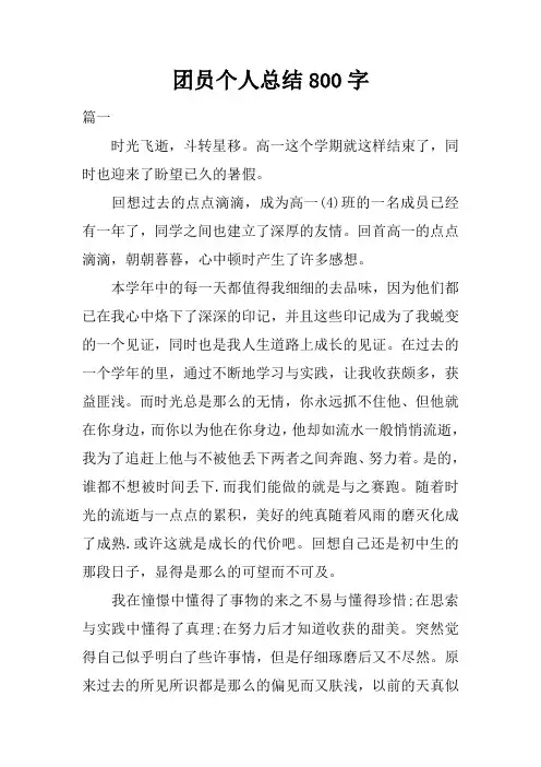 团员个人总结800字