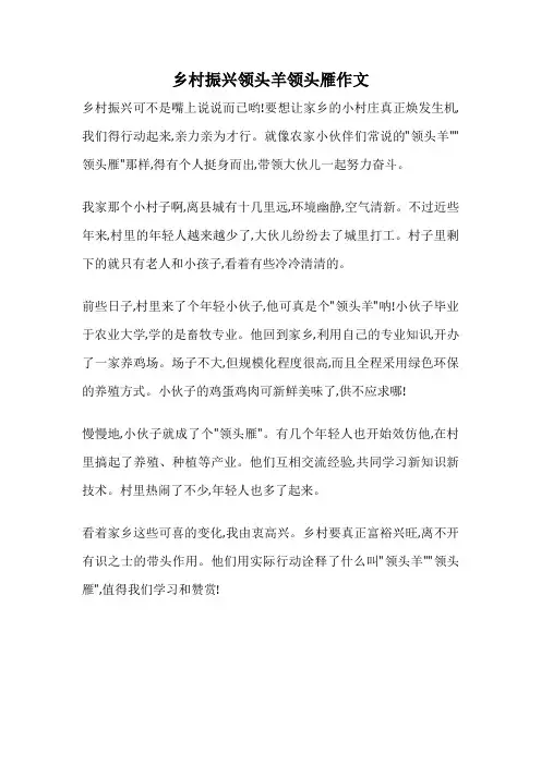 乡村振兴领头羊领头雁作文