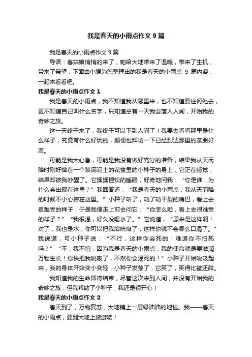 我是春天的小雨点作文9篇