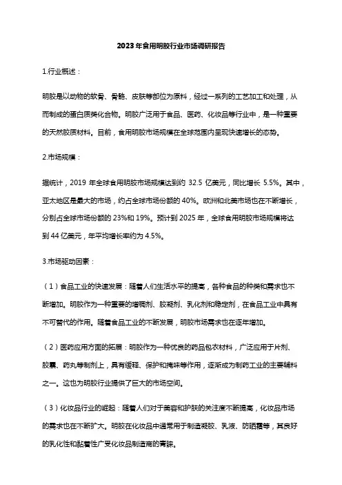 2023年食用明胶行业市场调研报告