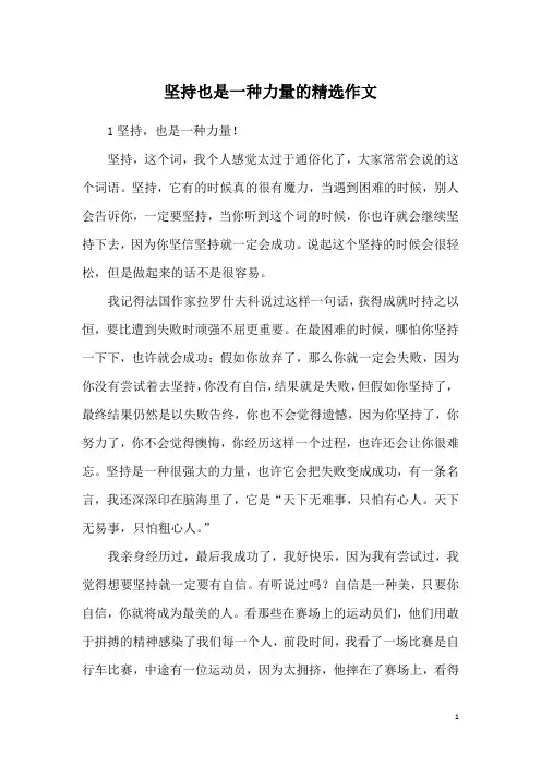 坚持也是一种力量的精选作文
