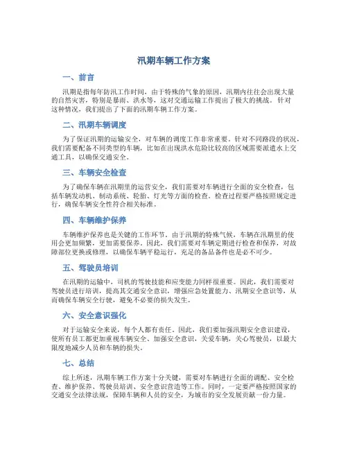 汛期车辆工作方案