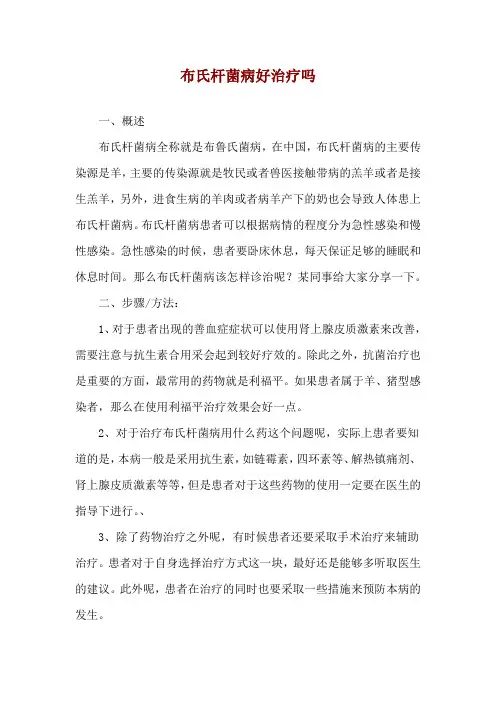 布氏杆菌病好治疗吗