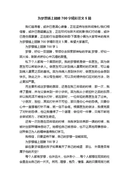 为梦想插上翅膀700字精彩范文5篇