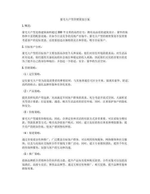 豪宅大户型营销策划方案