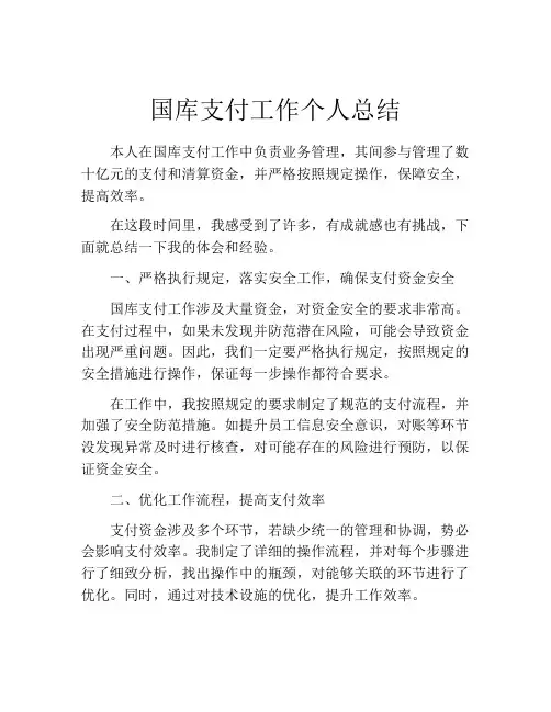 国库支付工作个人总结