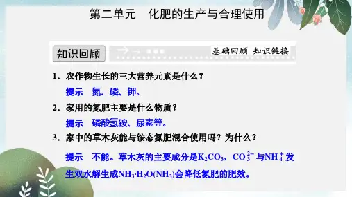 高中化学专题五为现代农业技术添翼5.2化肥的生产与合理使用课件苏教版选修2