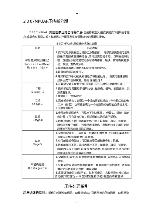 最新版压疮新分期及处理指引