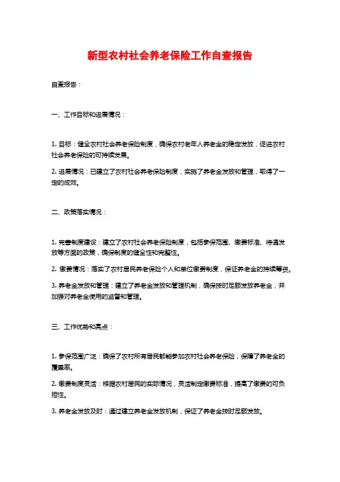 新型农村社会养老保险工作自查报告
