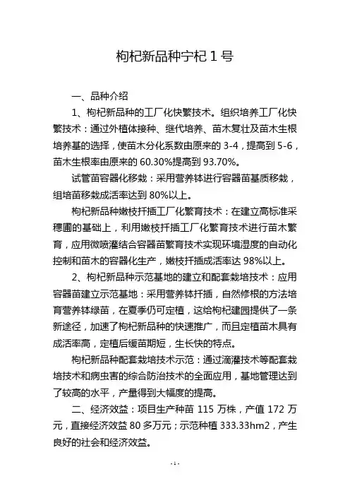 枸杞新品种宁杞1号