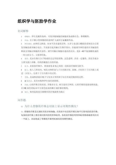 组织学与胚胎学作业